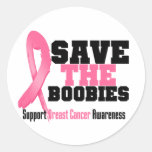 Save The Boobies Breast Cancer Round Stickers