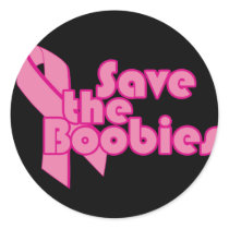 Save the Boobies Pink Ribbon for Breast Cancer Round Stickers