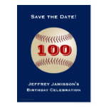 Save the Date 100th Birthday Baseball Postcard Postcard