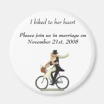 save the date 2, I biked to her heart , Please ... Fridge Magnets