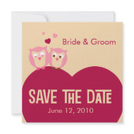 Save the Date 2 Owls on a Heart invitation