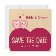 Save the Date 2 Owls on a Heart invitation