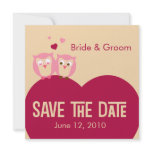 Save the Date 2 Owls on a Heart Personalized Announcements