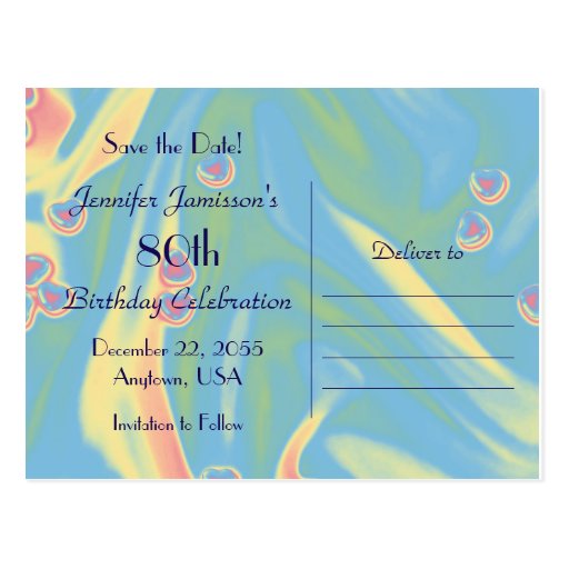 Save the Date 80th Birthday Celebration Postcard | Zazzle
