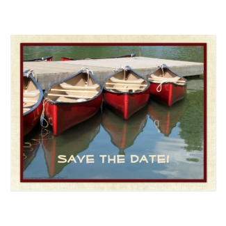 Save the Date 80th Birthday Red Canoes Postcard