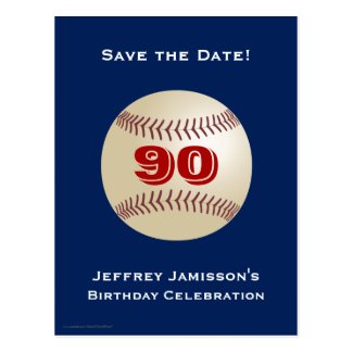 Save the Date 90th Birthday Baseball Postcard