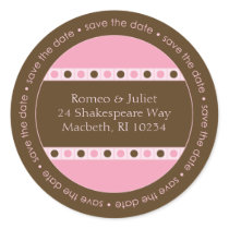 Save the Date Address Label - Pink and Brown stickers by maboles Save the Date Address Label - Pink and Brown stickers