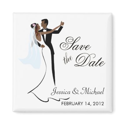 Save the Date  - African American Bride and Groom Magnets