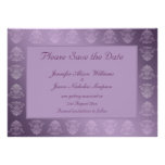 Save the Date Announcement Lilac Metallic Damask