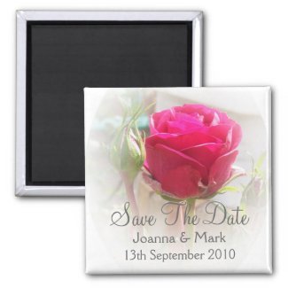 Save The Date Announcement Magnet Pink Rose magnet