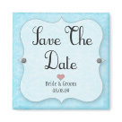 square_magnet - Aqua save the date for wedding.