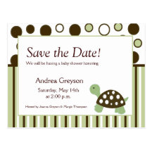 SAVE THE DATE Baby Shower Mod Dot Turtle Postcards