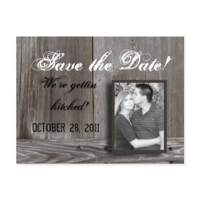 save the date barn wood postcard