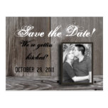save the date barn wood postcard