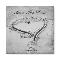 Save the Date Beach Heart Refrigerator Magnets