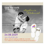 Save The Date Beach Wedding Flip Flops Daisies Personalized Invite