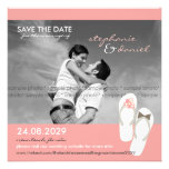 Save The Date Beach Wedding Flip Flops Daisies Personalized Announcements