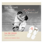 Save The Date Beach Wedding Flip Flops Daisies Invitation