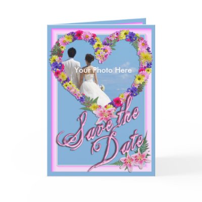 Save the Date, Beach Wedding Flower Invitation Greeting Card by beverlytazangel