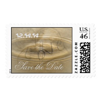 Save the Date Beach Wedding Sand Waves Heart Postage Stamps