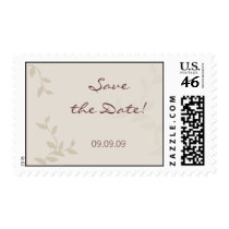 Save the Date Beige Leaves Wedding Stamp