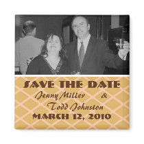 save the date beige pattern magnets