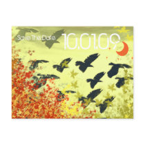 Save the Date- Bird Leaf Swirls postcards