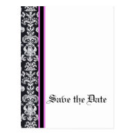 save the date,black damask post cards