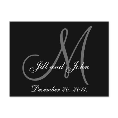 Save the Date | Black Grey Monogram Postcard