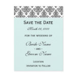 Save the Date - Black &amp; White &amp; Tiffany Blue Post Cards