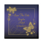 "Save the date" blue black butterfly Fridge Magnets
