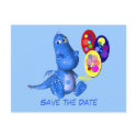 Save The Date Blue Dragon Balloons Postcard postcard