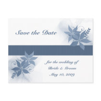 Save the Date - Blue Floral Postcard by AJsGraphics Save the Date - Blue Floral Postcard