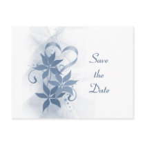 Save the Date Blue Foral Postcard