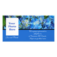 save the date, blue hydrangea flowers photo greeting card