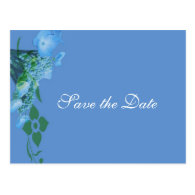 save the date, blue hydrangea flowers post card