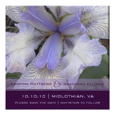 Save the Date Blue Iris 5x5 Personalized Announcements