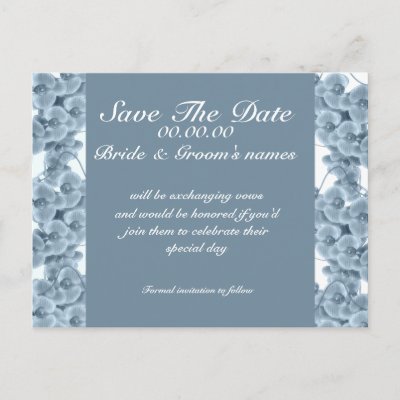 Save the date blue orchid customizable template post cards by Florals