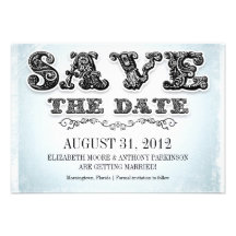 save the date blue vintage invitations