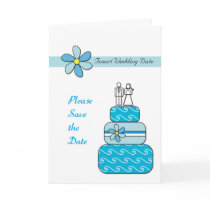 Save the Date Blue Wedding Cake Cards