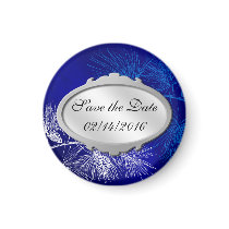 Save the Date Blue White Winter Custom Magnets magnets