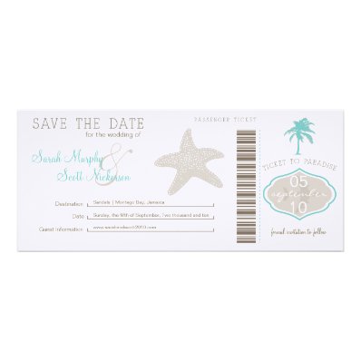 Save the Date Boarding Pass Custom Announcements