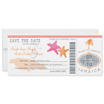 Save the Date Boarding Pass to Jamaica Announcements