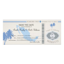 Save the Date Boarding Pass to Mexico Announcement