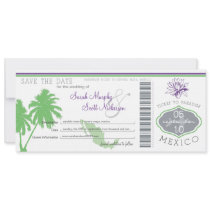 Save the Date Boarding Pass to Mexico Custom Announcements