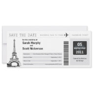 Save the Date Boarding Pass to Paris France invitation