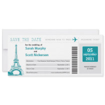Save the Date Boarding Pass to Paris France Invite