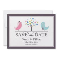 Save The Date Bride and Groom Birds Flat Card zazzle_invitation