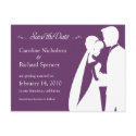 Save the Date Bride & Groom Plum Wedding Postcard by mistyqeweddings Save the Date Bride & Groom Plum Wedding Postcard