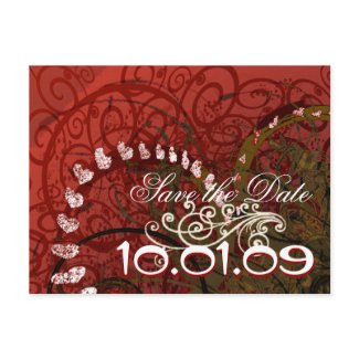 Save The Date Burgundy Hearts - postcard